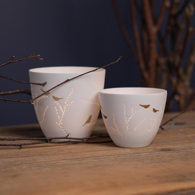 Photophore En Porcelaine Blanche, Forme œuf, Occasion