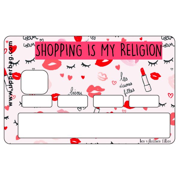 Sticker de Carte Bleue "Shopping Is My Religion" - La Boite à Bonheur 