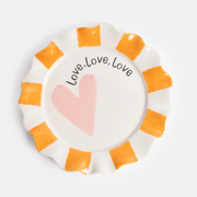 assiette en céramique originale coeur rose message love love love - Caroline Gardner