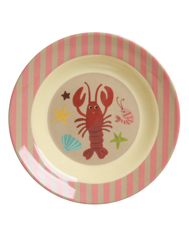 Assiette Creuse Mélamine Homard - Thème Océan Rose - RICE - La Boite à Bonheur