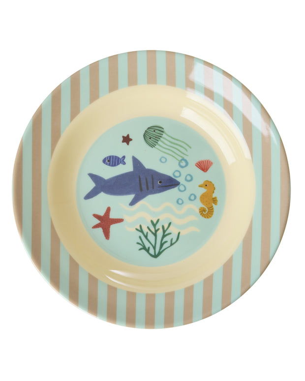 Assiette Creuse Mélamine Requin - Thème Océan Bleu - RICE - La Boite à Bonheur