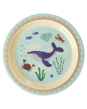Assiette Plate Mélamine Baleine - Thème Océan Bleu - RICE