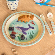 Assiette Plate Mélamine Baleine - Thème Océan Bleu - RICE - La Boite à Bonheur