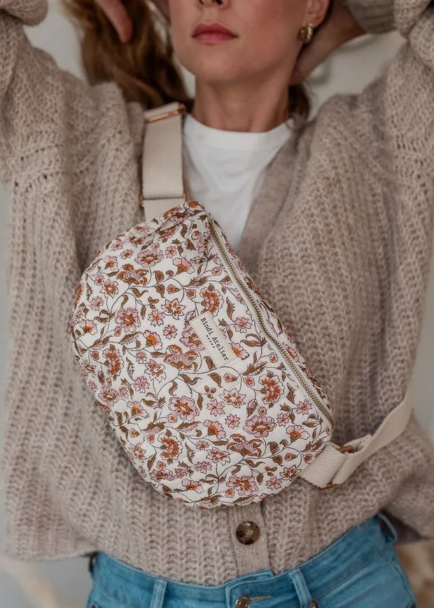 sac banane motif fleuri block print - BINDI ATELIER - La Boite à Bonheur BAYEUX