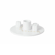 Décoration de Noël : bougeoir blanc en céramique avec empreintes dorées et cadeaux - Rader