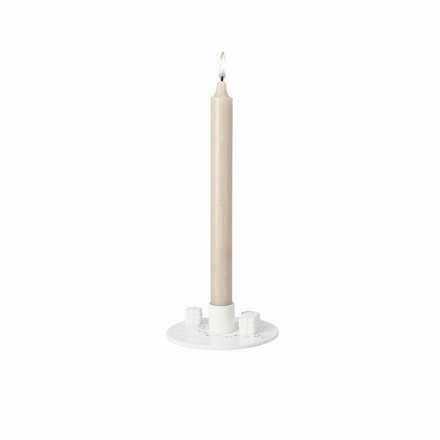 Décoration de Noël : bougeoir blanc en céramique avec empreintes dorées et cadeaux - Rader