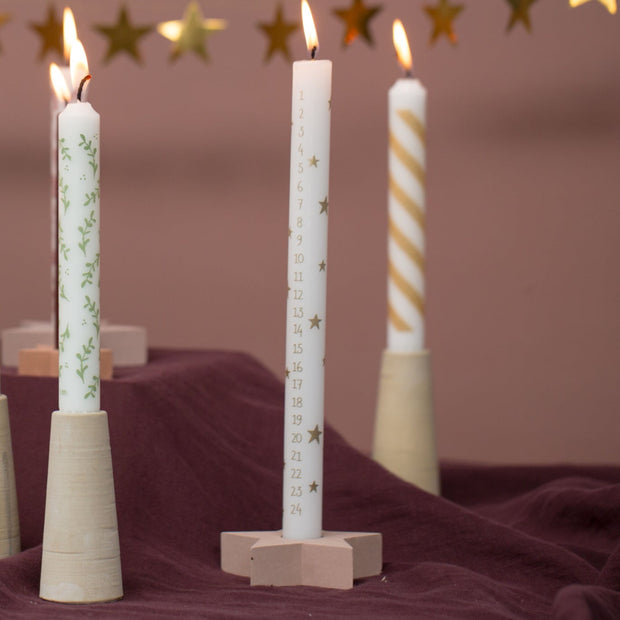 bougie de l'avent chandelier motif étoiles dorées - déco noël