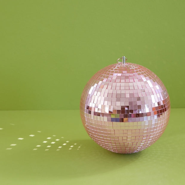 Boule de Noël effet boule à facettes - rose - 6 cm