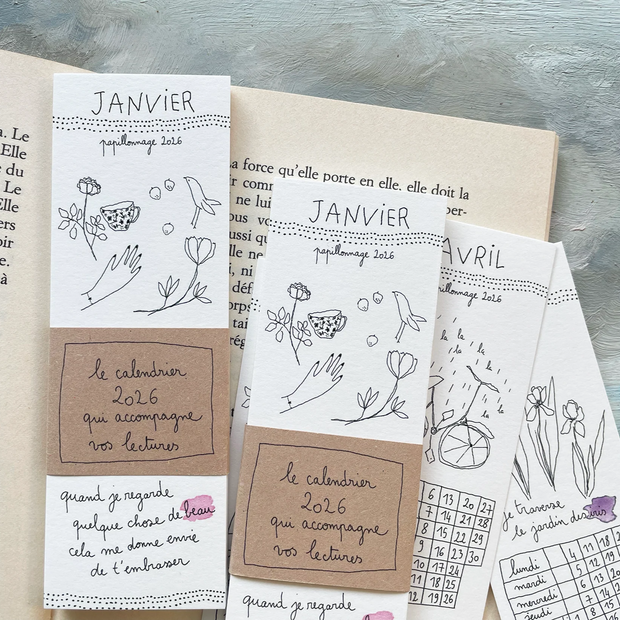 calendrier marque-pages 2026 - PAPILLONNAGE - papeterie sensible
