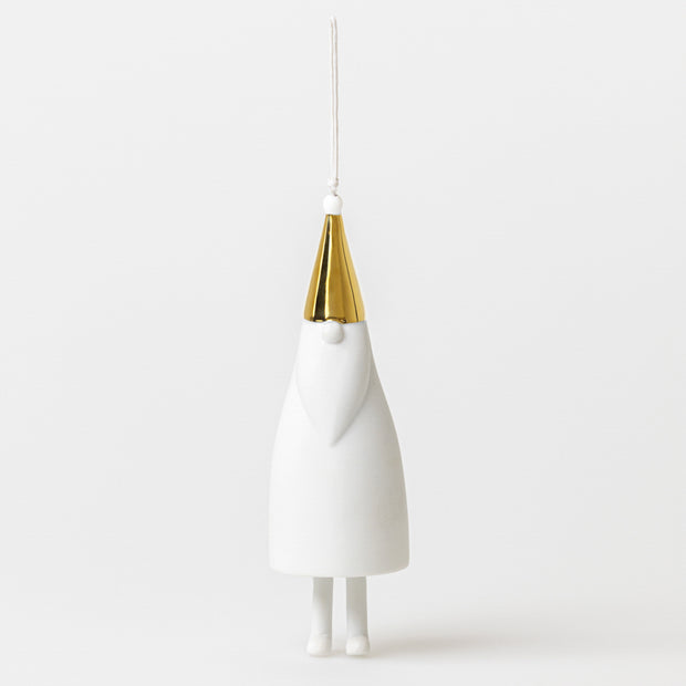 Clochette Père Noël Räder – Ornement suspendu en porcelaine blanche et dorée