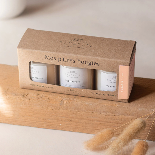 Coffret de 3 bougies Echappée Zen saugette - la Boite à bonheur