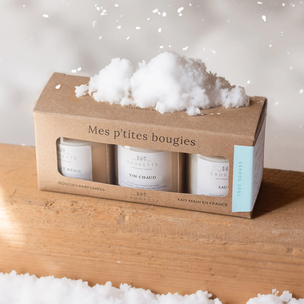 Coffret de 3 bougies Tout Schuss Saugette - La Boite à Bonheur