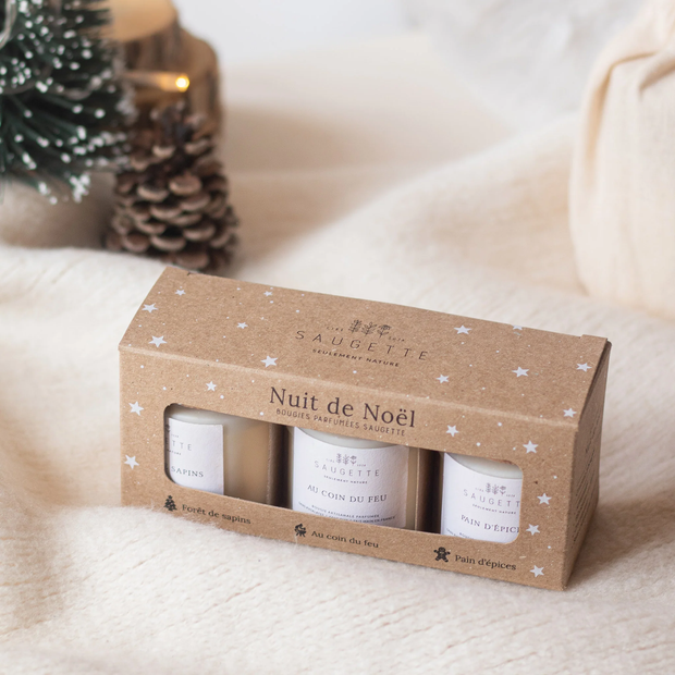 Coffret de 3 Bougies Nuit de Noël Saugette - La Boite à Bonheur