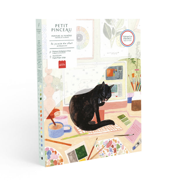 kit peinture au numéro la pause du chat - la petite épicerie - la boite à bonheur