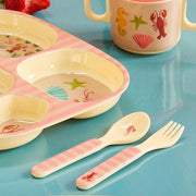 Couverts Bébé Mélamine Motif Océan Rose - RICE - La Boite à Bonheur