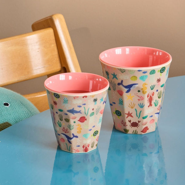 Gobelet Mélamine Motif Océan Rose - RICE - La Boite à Bonheur