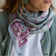 Foulard Block-Print Capri Nuage - Bindi Atelier - La Boite à Bonheur