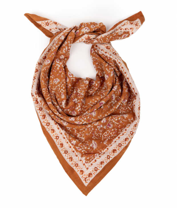 grand foulard sarika caramel bindi atelier - la boite à bonheur