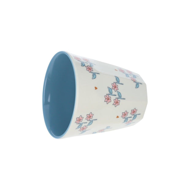 gobelet en mélamine motif fleuri intérieur bleu cueillette - Pause Goûter - Le Petit Souk
