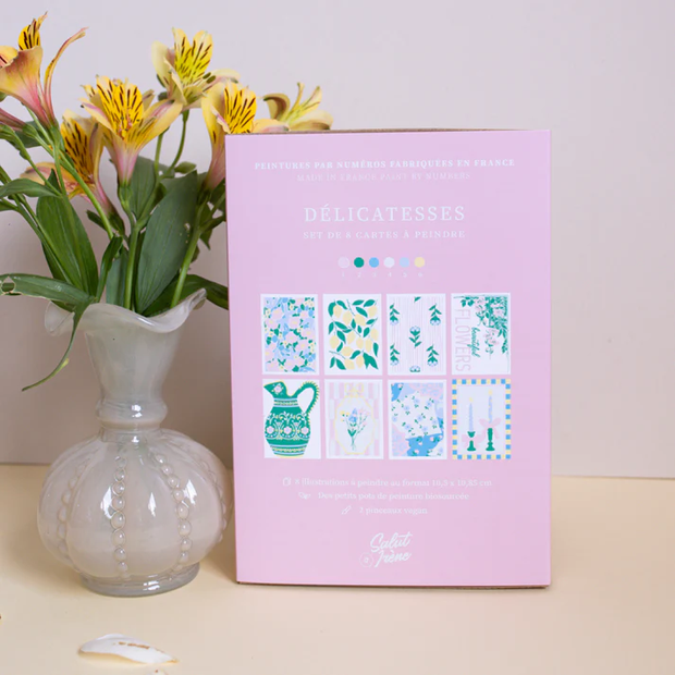 Cartes à peindre par numéros - Délicatesses - Salut Irène - La Boite à bonheur