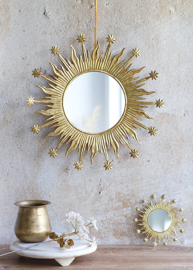 miroir rond doré soleil style art déco - De Weldaad