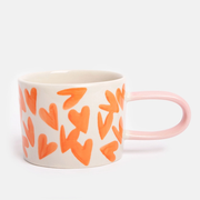 mug céramique coeurs orange anse rose - CAROLINE GARDNER - La Boite à Bonheur