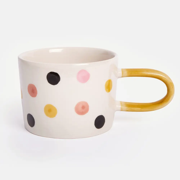 mug en céramique orginal pois multicolor anse jaune CAROLINE GARDNER - La Boite à Bonheur BAYEUX