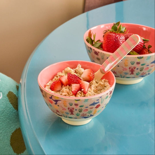 Petit Bol Mélamine Motif Océan Rose - RICE - La Boite à Bonheur