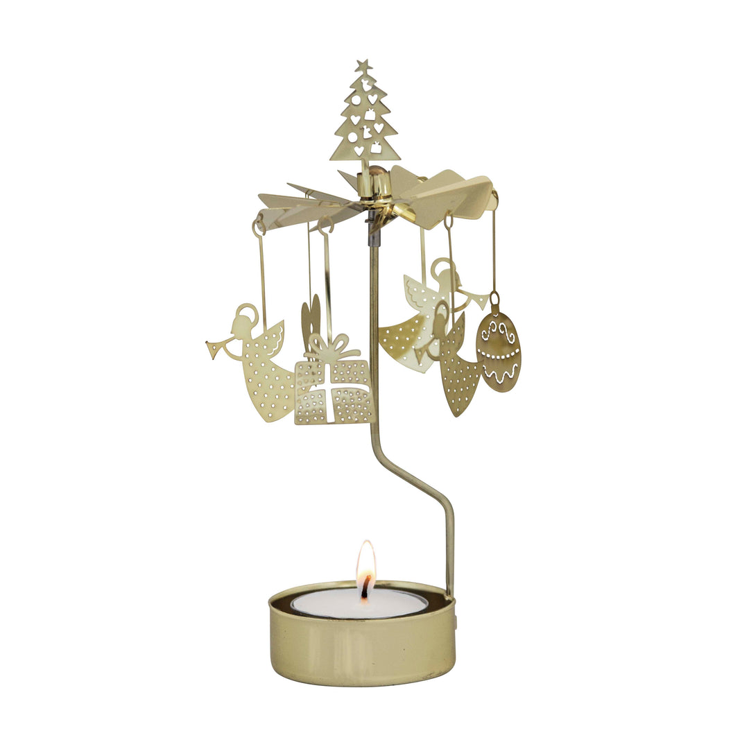 Carrousel Bougies Tournant Doré - Photophore Rotatif Pour Décoration De Table Noël Et Mariage
