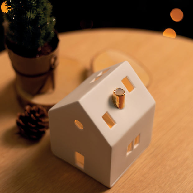 photophore maison porcelaine cheminée dorée RADER - La Boite à Bonheur