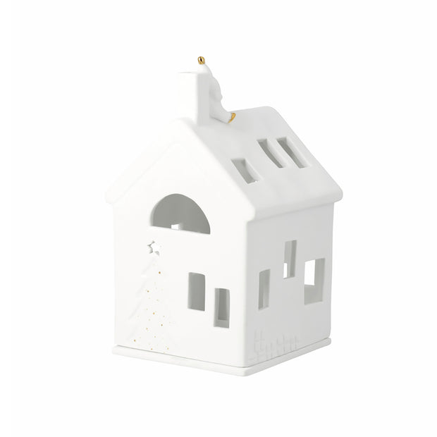 Photophores maisons en porcelaine blanche avec décorations de Noël - Collection Santa de Räder Design
