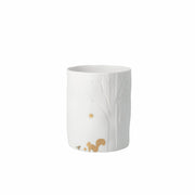 Photophore en porcelaine blanche avec arbre en relief et motifs dorés écureuil et étoile - RADER