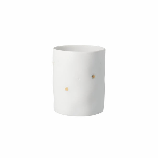 Photophore en porcelaine blanche avec arbre en relief et motifs dorés écureuil et étoile - RADER