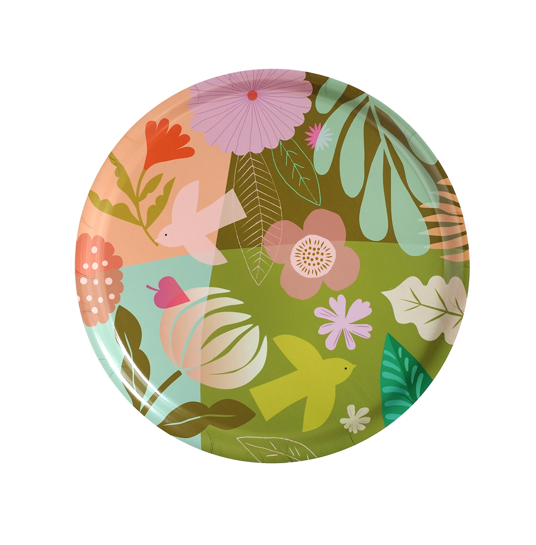 Plateau Rond en Bouleau Motif Meli Melo MINI LABO La Boite a Bonheur