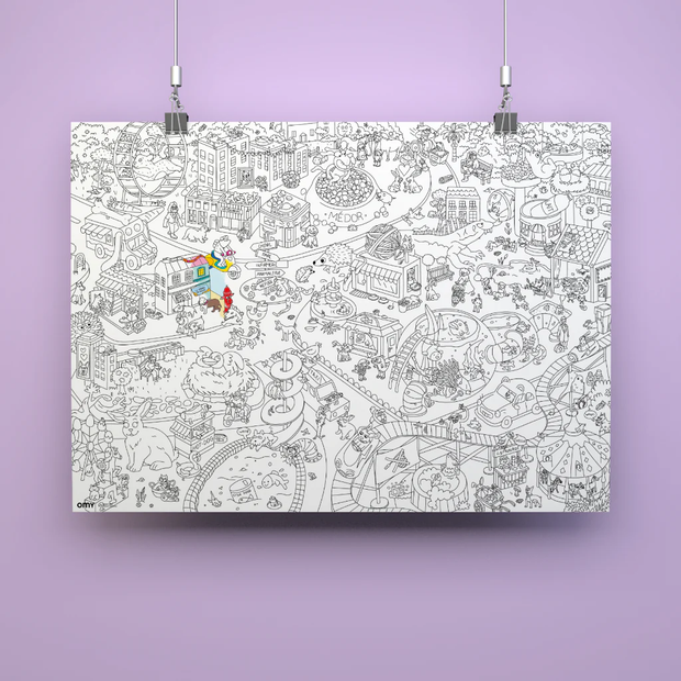 poster geant a colorier animal city omy la boite à bonheur