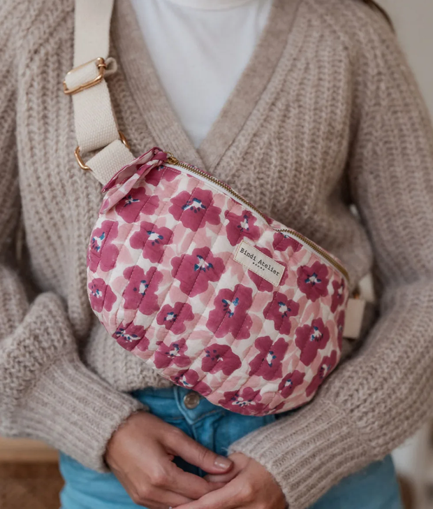 sac banane motif fleuri block print - BINDI ATELIER - La Boite à Bonheur BAYEUX