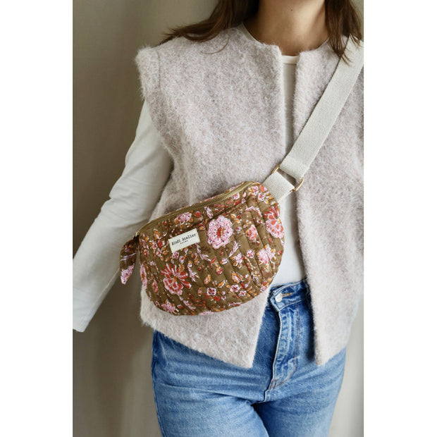 sac banane motif fleuri block print - BINDI ATELIER - La Boite à Bonheur BAYEUX