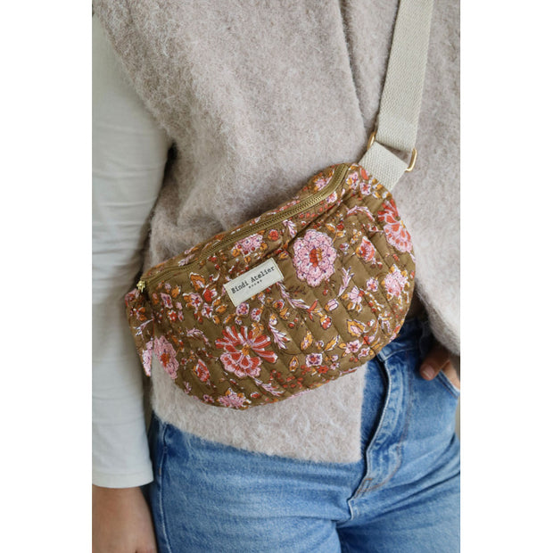 sac banane motif fleuri block print - BINDI ATELIER - La Boite à Bonheur BAYEUX