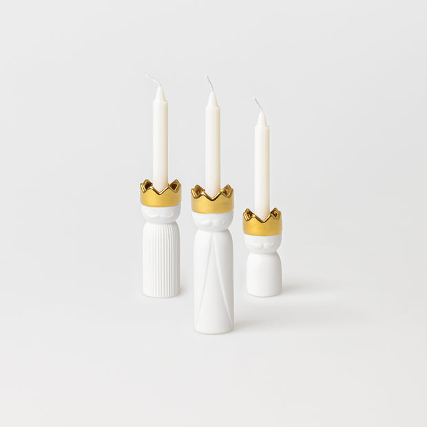 Set de 3 Petits Bougeoirs en Porcelaine Rois Mages - Rader
