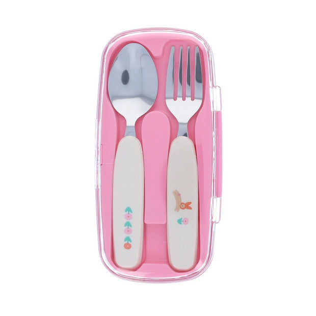 set couverts enfant lapin rose chichi pompon - Le Petit Souk