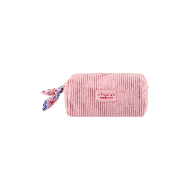 trousse maquillage rose en velours côtelé amour toujours de DLP
