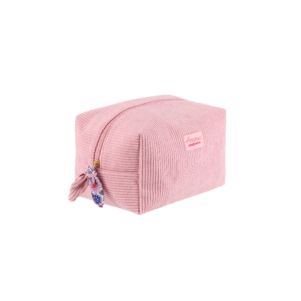trousse de toilette en velours côtelé rose amour toujours - DLP