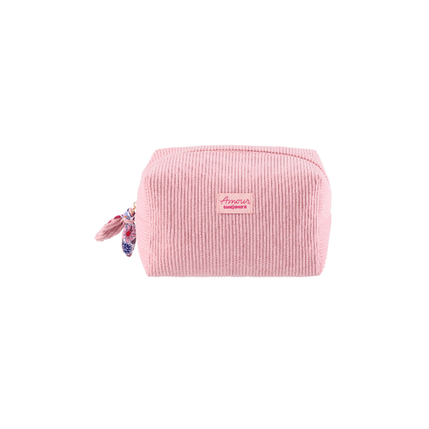 trousse de toilette en velours côtelé rose amour toujours - DLP