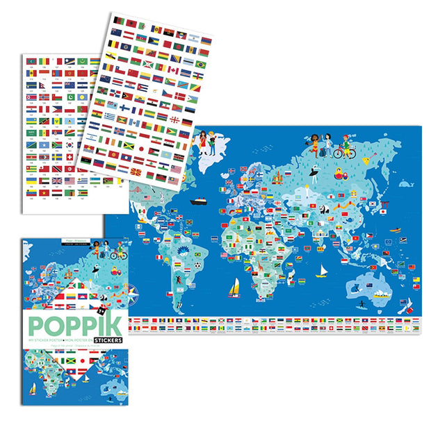 Poster Stickers Drapeaux du Monde Poppik - La Boite à Bonheur 