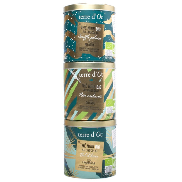 Coffret Bundle 3 Thés Noir de Noël Bio au Chocolat - Terre d'Oc